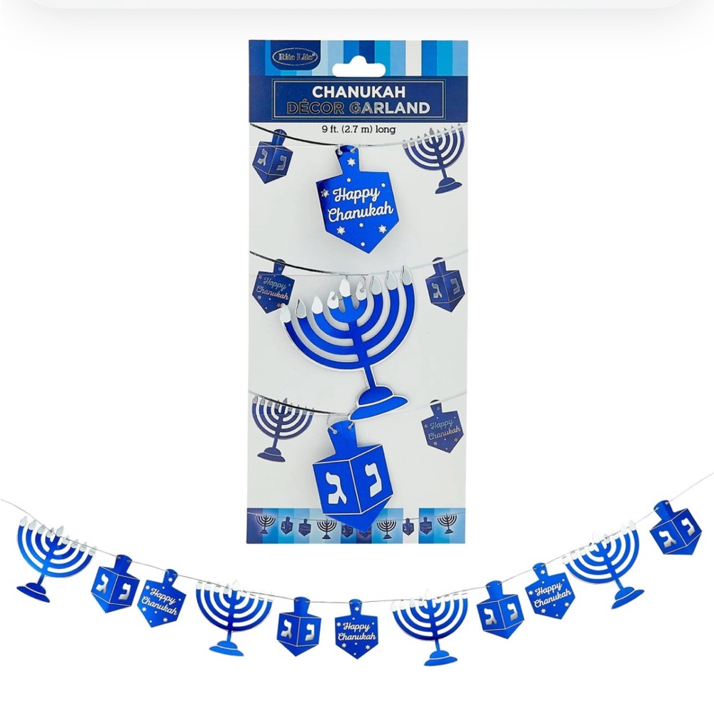 2 Packages Blue Metallic Chanukah Décor Garland by Rite Lite